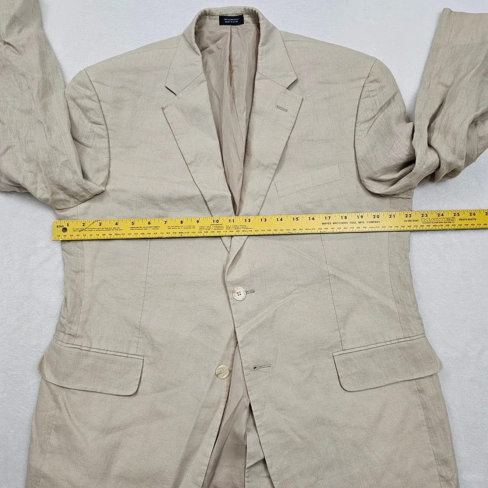 Saddlebred Blazer Mens 42S Beige Linen Two Button Coastal Old Money Preppy
